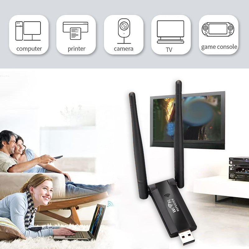 📶🚀 Amplificatore WiFi USB con doppia antenna, amplia la copertura WiFi a casa e in ufficio 🏠✨