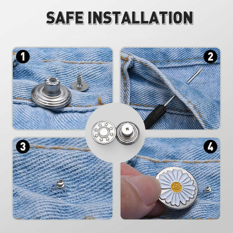 Set di bottoni rimovibili per jeans senza cucitura