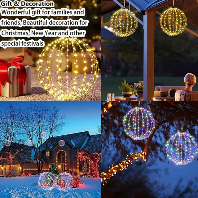 🏮✨ Sfera luminosa LED pieghevole da esterno – Dì Addio alle decorazioni ingombranti e fragili! 🚫 Luce 360°, resistente alle intemperie, riutilizzabile per feste e giardino ✨