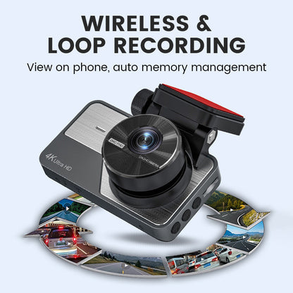 Dashcam 4K Ultra HD per auto con visione notturna