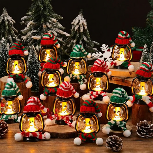 ⛄ 50% DI SCONTO ORA! ✨ Mini lanterna pupazzo di neve - Luce LED con cappello e sciarpa rimovibili per decorazioni festive 🎄💡