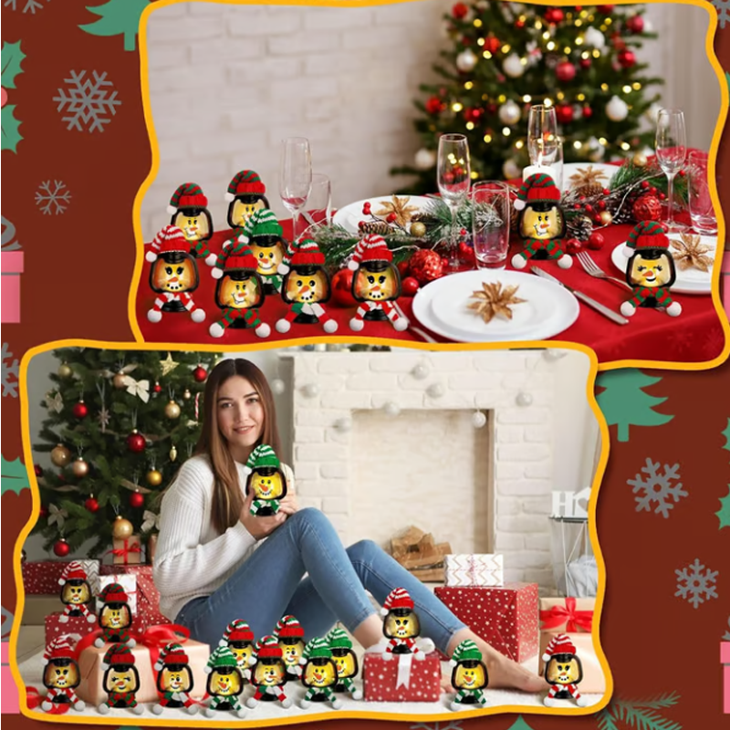 ⛄ 50% DI SCONTO ORA! ✨ Mini lanterna pupazzo di neve - Luce LED con cappello e sciarpa rimovibili per decorazioni festive 🎄💡