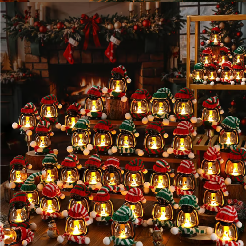 ⛄ 50% DI SCONTO ORA! ✨ Mini lanterna pupazzo di neve - Luce LED con cappello e sciarpa rimovibili per decorazioni festive 🎄💡