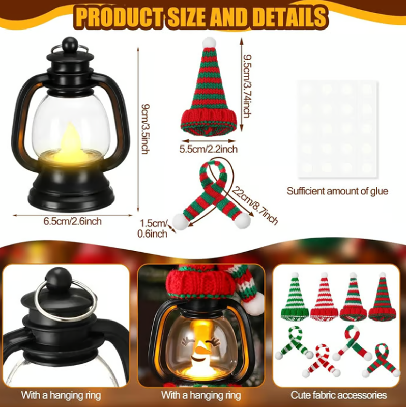 ⛄ 50% DI SCONTO ORA! ✨ Mini lanterna pupazzo di neve - Luce LED con cappello e sciarpa rimovibili per decorazioni festive 🎄💡