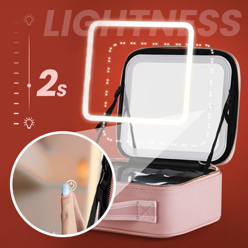 Borsa Trucchi Portatile con Specchio LED Integrato