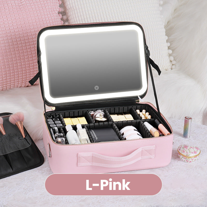 Borsa Trucchi Portatile con Specchio LED Integrato