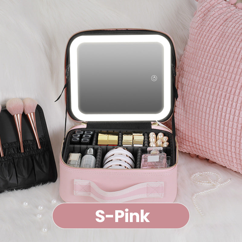 Borsa Trucchi Portatile con Specchio LED Integrato