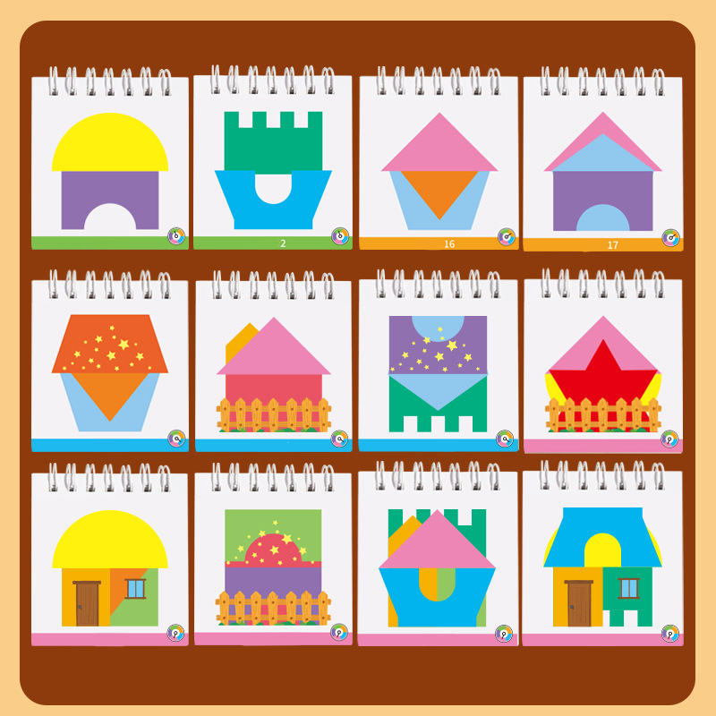 50% OFF🎁60 Levels🏆🧩 -✨【Geometric House Layering Puzzle with Wooden Base】✨