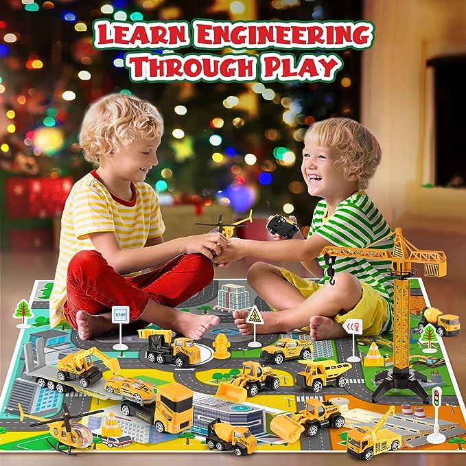 🎁Regalo di Natale con il 50% di sconto!!! 🚗Calendario dell'Avvento per bambini (maschietti): set di veicoli da cantiere in lega