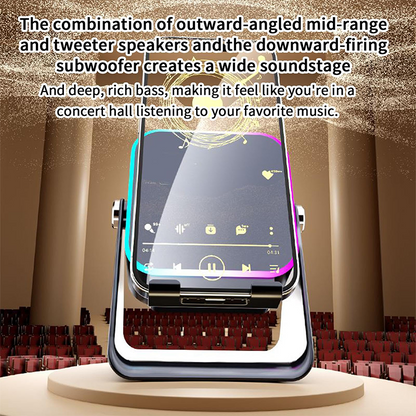 🔊 60% DI SCONTO! ✨ ALTOPARLANTE 5-IN-1 - Bluetooth, Carica ad Induzione & Supporto Regolabile, Suono HD 20W con Luci RGB, Perfetto per Casa e Ufficio 🎶📱