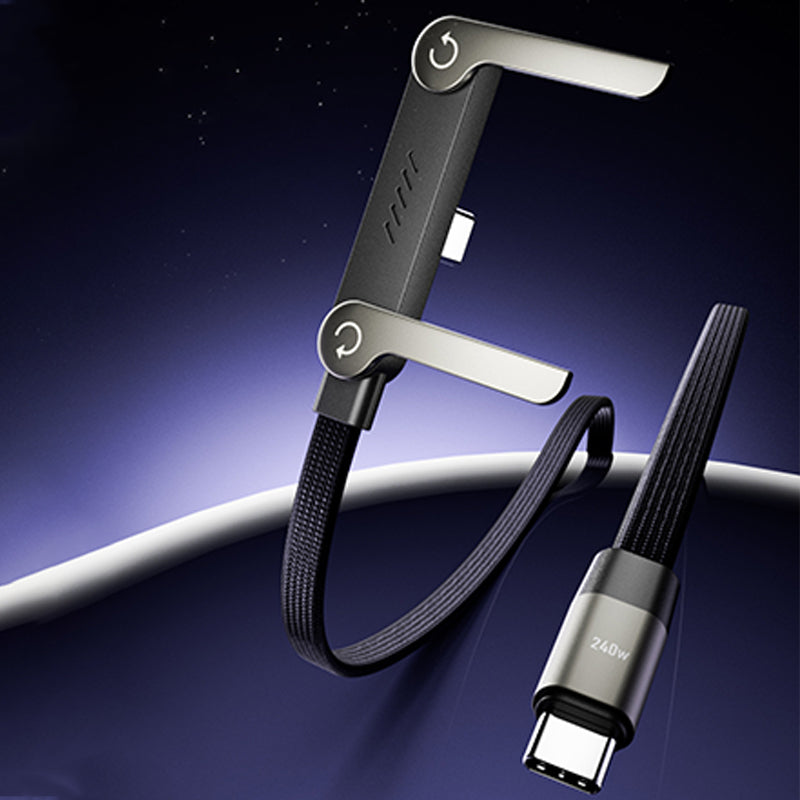 ⚡Cavo di ricarica invisibile 2 in 1 – Cavo di ricarica rapida da 240 W con supporto per telefono integrato