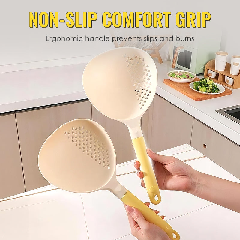 🥄 COMPRA 2 E RICEVI 3! ✨ CUCCHIAIO DA SERVIRE 2 IN 1 - Grande capacità con colino integrato, silicone resistente al calore per cucinare e servire, lavabile in lavastoviglie 🍝🔍