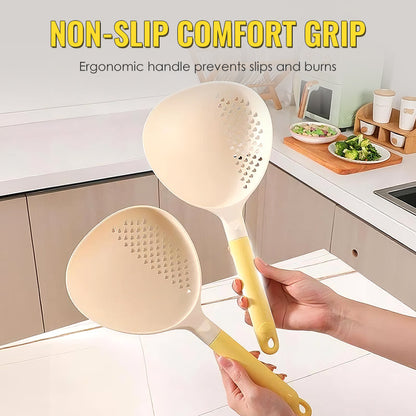 🥄 COMPRA 2 E RICEVI 3! ✨ CUCCHIAIO DA SERVIRE 2 IN 1 - Grande capacità con colino integrato, silicone resistente al calore per cucinare e servire, lavabile in lavastoviglie 🍝🔍