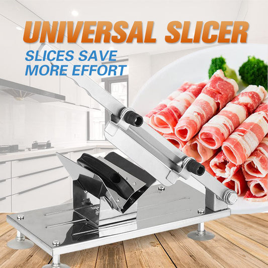 🥳2026 BESTSELLER✨Affettatrice universale per carne. Taglia facilmente carne congelata, agnello e manzo in fette sottili uniformi. Lame affilate, regolazione spessore fette, stabile e sicura. Perfetta per hot pot e barbecue, pulizia semplice a casa.