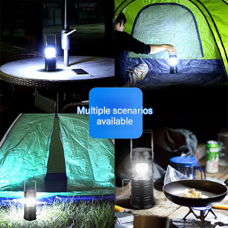 Lampada da campeggio a energia solare con braccio retrattile
