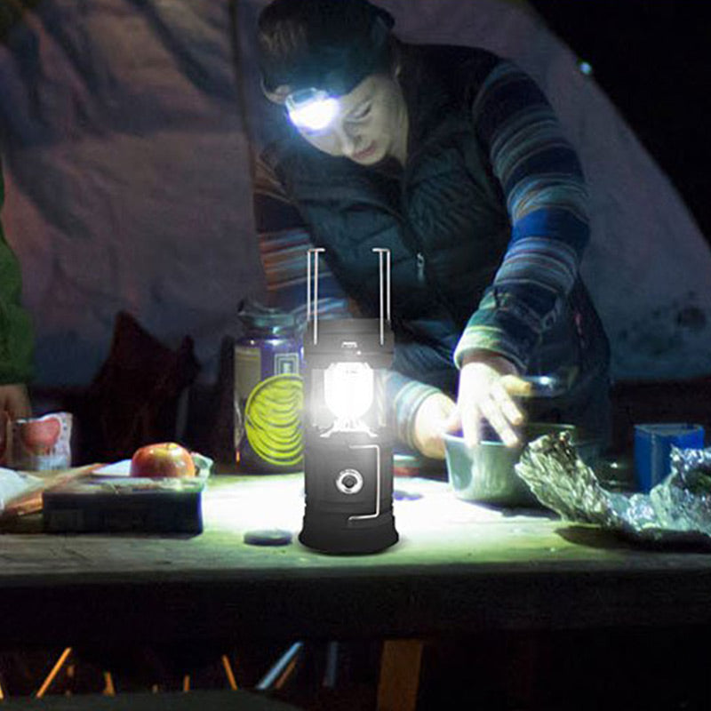 Lampada da campeggio a energia solare con braccio retrattile
