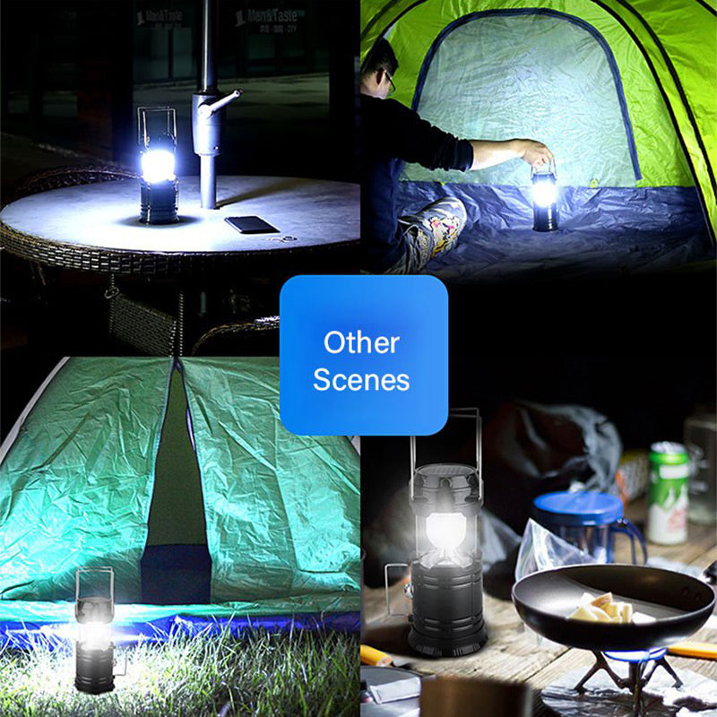 Lampada da campeggio a energia solare con braccio retrattile