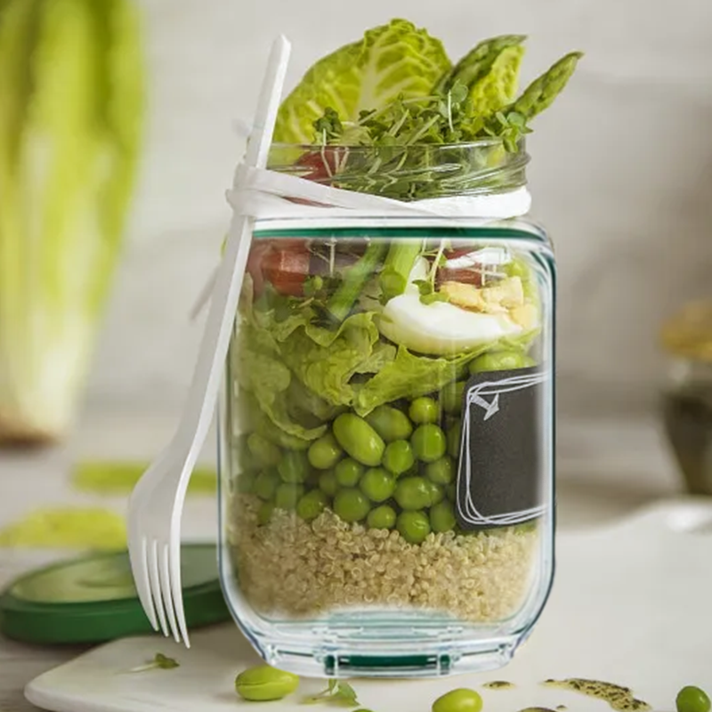 Insalatiera e Barattolo 2-in-1 per Insalata Fresca
