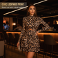 Abito Mini Arricciato con Stampa Leopardata da Donna
