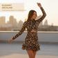 Abito Mini Arricciato con Stampa Leopardata da Donna