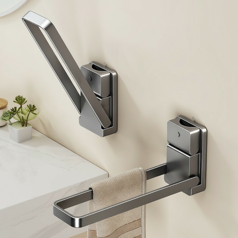 🥳NUOVO ARRIVO🔥50% DI SCONTO 🛁🧺 Portasciugamani pieghevole con ventosa｜Senza fori, ventosa forte, design pieghevole salvaspazio, resistente alla ruggine, adatto per bagno e cucina✨