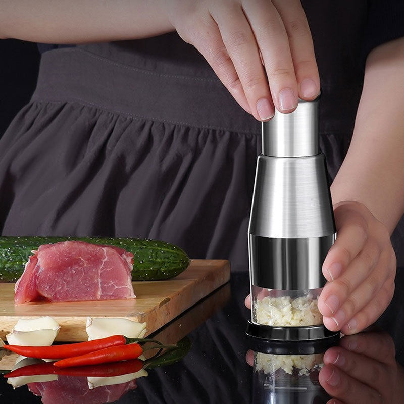 📢📢50% di sconto! 🧄✨ Smerigliatrice per Aglio in Acciaio Inox – Trita Senza Odori, Multifunzione (Peperoncino, Cetriolo, Carne) e Design Compatto! 🔪🏡