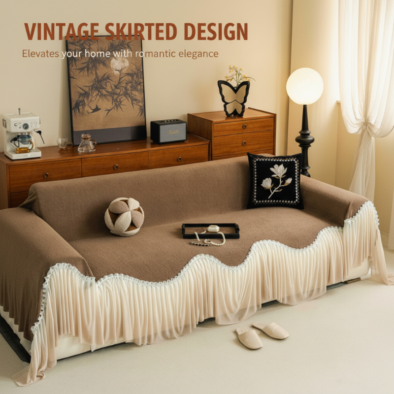 Copertura per divano in stile vintage con gonna