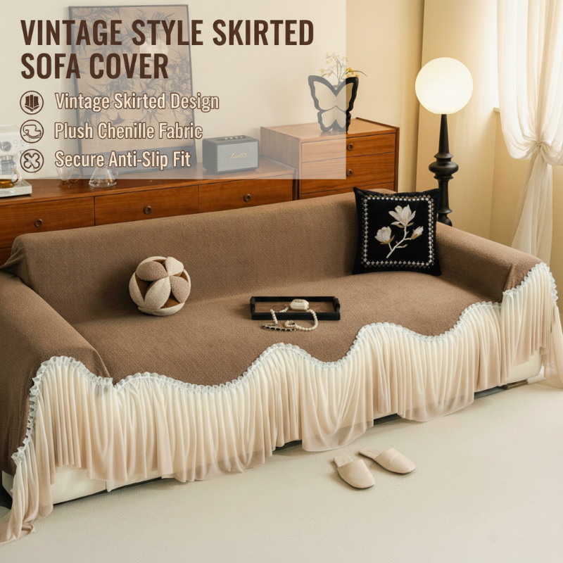 Copertura per divano in stile vintage con gonna