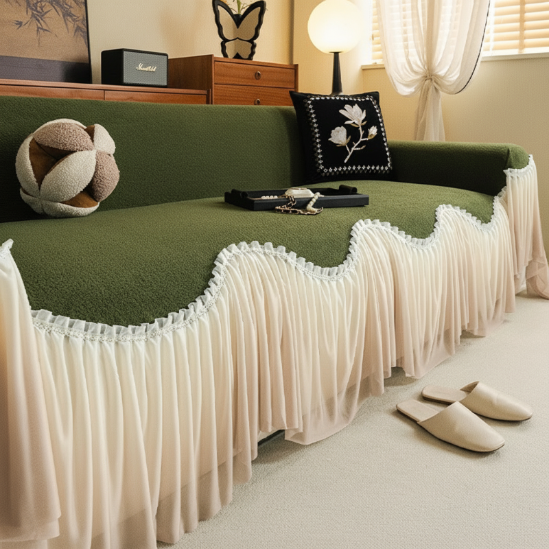 Copertura per divano in stile vintage con gonna