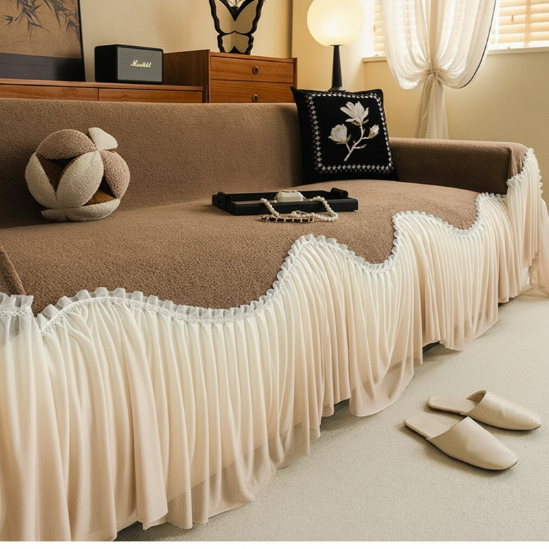 Copertura per divano in stile vintage con gonna