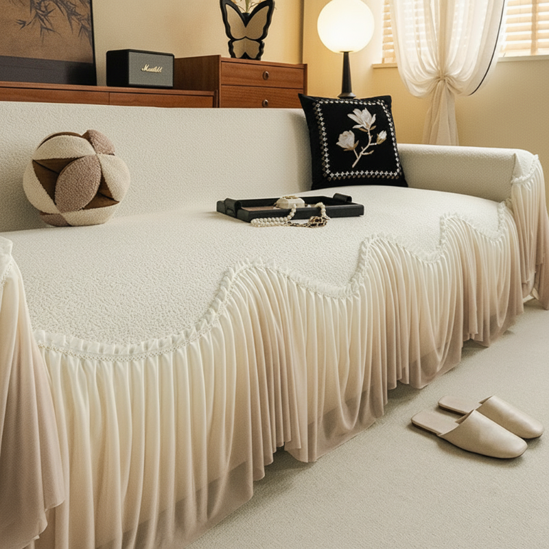 Copertura per divano in stile vintage con gonna