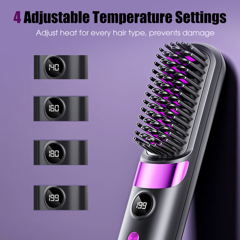 💇‍♀️🔥 Spazzola Lisciante 3-in-1 Senza Fili – liscia, arriccia, districca – USB-C, 4 livelli – capelli perfetti ovunque! ✨