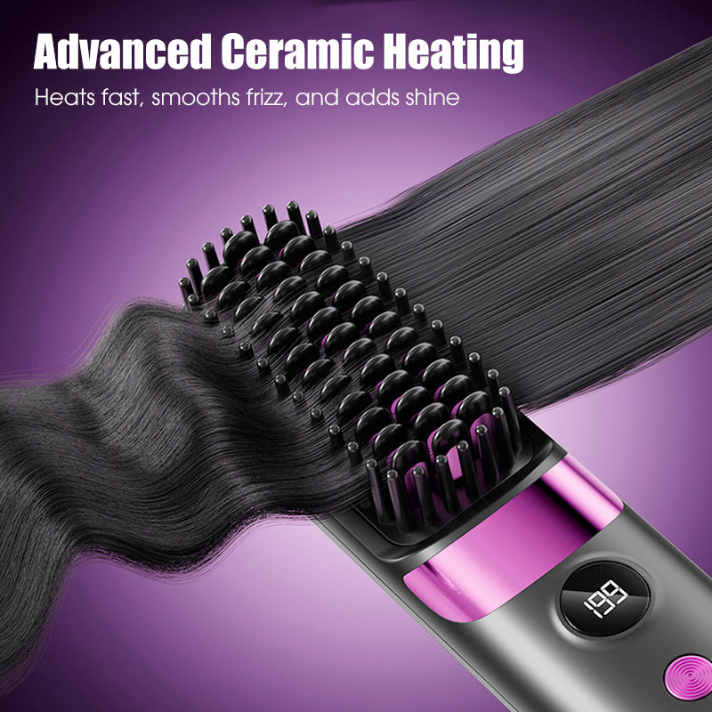 💇‍♀️🔥 Spazzola Lisciante 3-in-1 Senza Fili – liscia, arriccia, districca – USB-C, 4 livelli – capelli perfetti ovunque! ✨