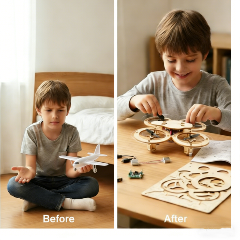 ✈️Kit fai da te per costruire un drone in legno per bambini 🎁💥