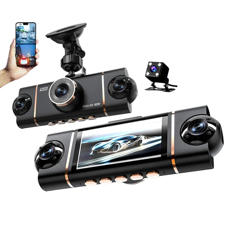🏆Sconto del 50%!🚗Dashcam HD a 4 canali con registrazione anteriore, interna e posteriore🎥