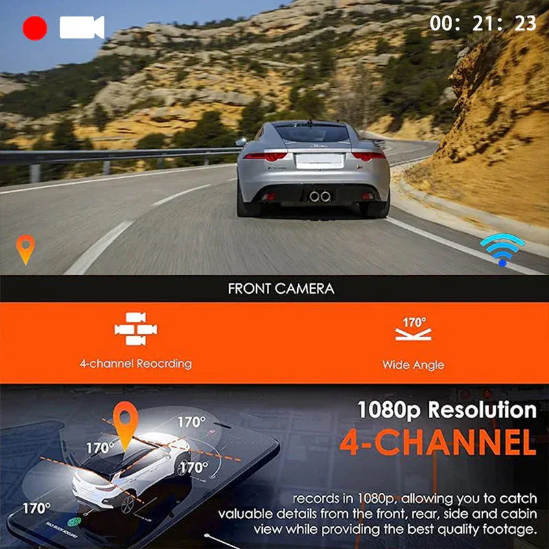🏆Sconto del 50%!🚗Dashcam HD a 4 canali con registrazione anteriore, interna e posteriore🎥
