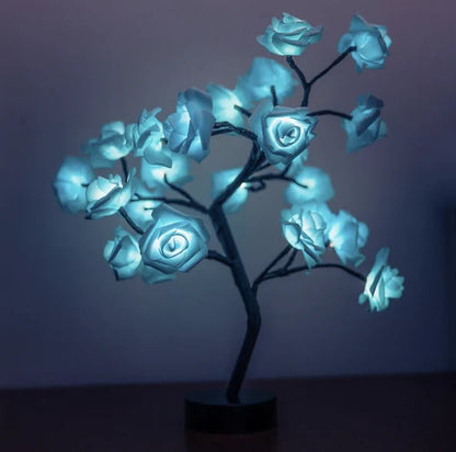 Lampada da Tavolo a Forma di Albero con Fiori di Rosa