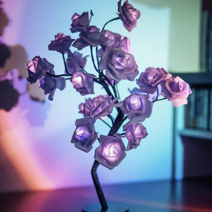 Lampada da Tavolo a Forma di Albero con Fiori di Rosa