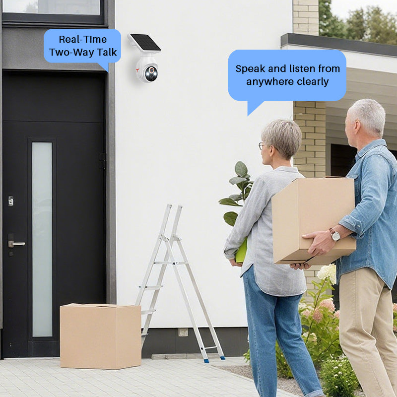 Telecamera di sicurezza solare wireless per esterni, sorveglianza WiFi alimentata a batteria 1080P, rilevamento umano, visione notturna a colori, WiFi 2,4G, live view e archiviazione cloud