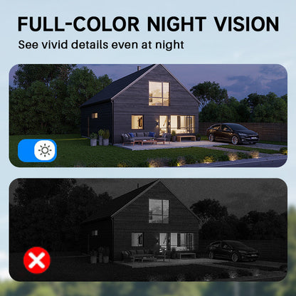 Telecamera di sicurezza solare wireless per esterni, sorveglianza WiFi alimentata a batteria 1080P, rilevamento umano, visione notturna a colori, WiFi 2,4G, live view e archiviazione cloud