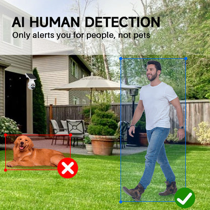 Telecamera di sicurezza solare wireless per esterni, sorveglianza WiFi alimentata a batteria 1080P, rilevamento umano, visione notturna a colori, WiFi 2,4G, live view e archiviazione cloud