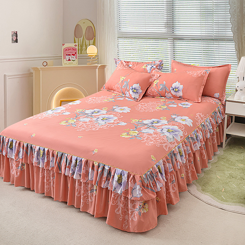 🔈🔈 OFFERTA LAMPO - SCONTO DEL 50% ⚡ Set di 3 Gonne da Letto con Volant 🛏️ – Stampa Floreale & Design a Doppio Strato!
