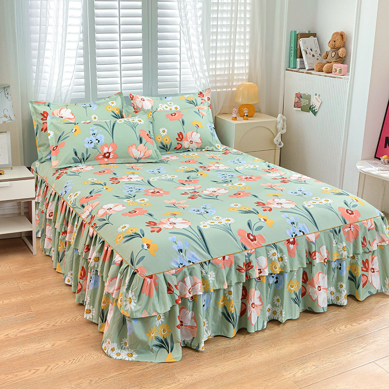 🔈🔈 OFFERTA LAMPO - SCONTO DEL 50% ⚡ Set di 3 Gonne da Letto con Volant 🛏️ – Stampa Floreale & Design a Doppio Strato!