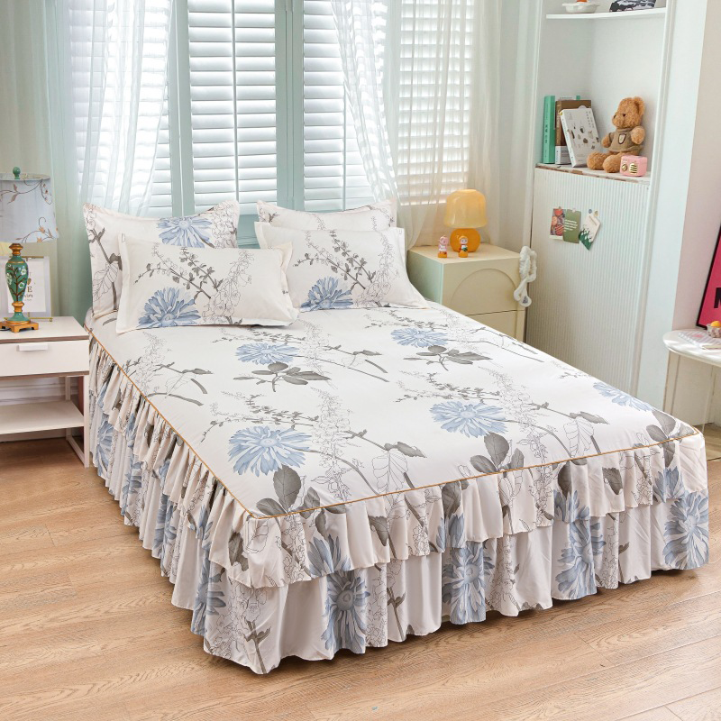 🔈🔈 OFFERTA LAMPO - SCONTO DEL 50% ⚡ Set di 3 Gonne da Letto con Volant 🛏️ – Stampa Floreale & Design a Doppio Strato!