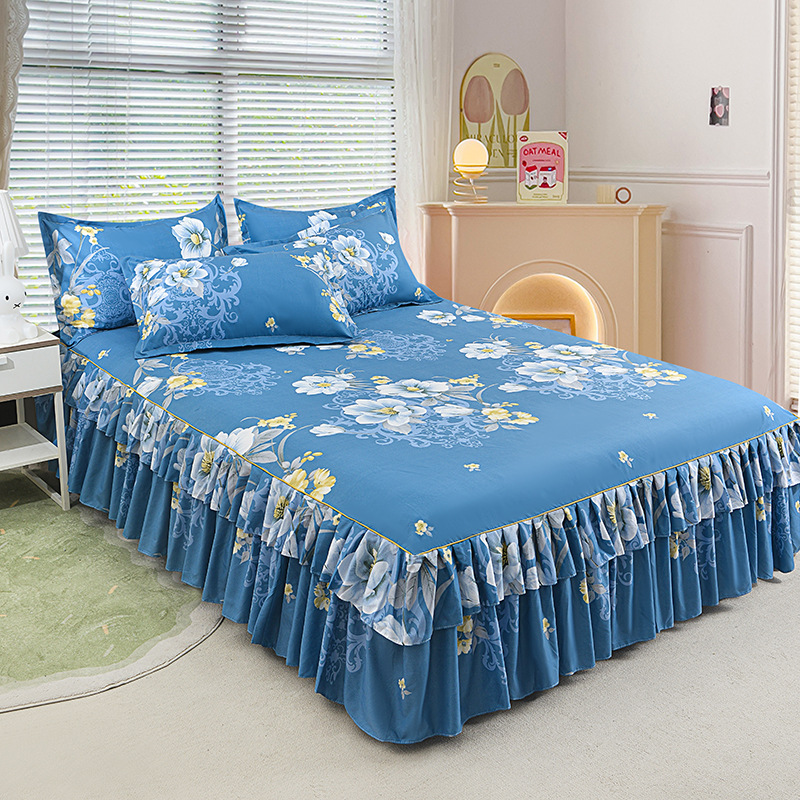 🔈🔈 OFFERTA LAMPO - SCONTO DEL 50% ⚡ Set di 3 Gonne da Letto con Volant 🛏️ – Stampa Floreale & Design a Doppio Strato!