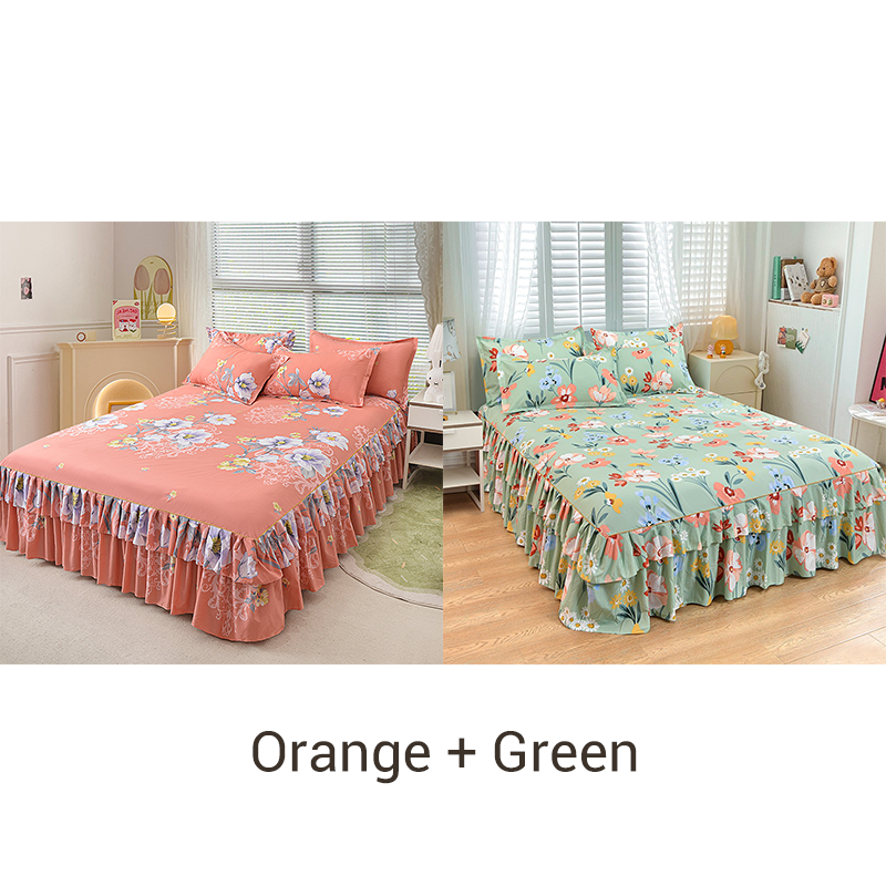 🔈🔈 OFFERTA LAMPO - SCONTO DEL 50% ⚡ Set di 3 Gonne da Letto con Volant 🛏️ – Stampa Floreale & Design a Doppio Strato!