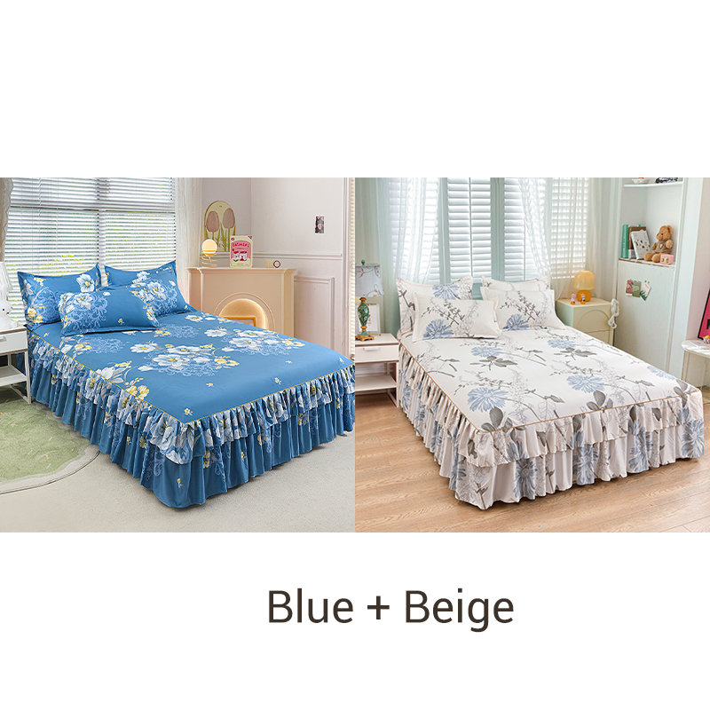 🔈🔈 OFFERTA LAMPO - SCONTO DEL 50% ⚡ Set di 3 Gonne da Letto con Volant 🛏️ – Stampa Floreale & Design a Doppio Strato!