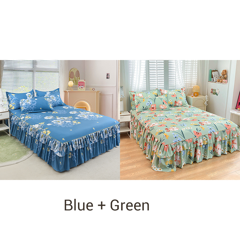 🔈🔈 OFFERTA LAMPO - SCONTO DEL 50% ⚡ Set di 3 Gonne da Letto con Volant 🛏️ – Stampa Floreale & Design a Doppio Strato!