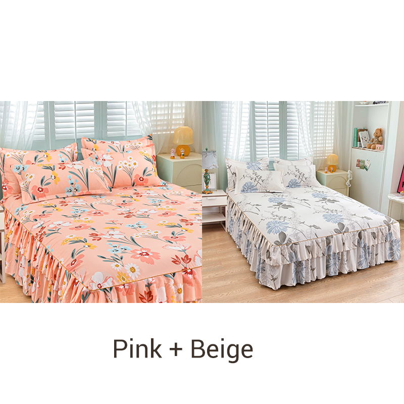 🔈🔈 OFFERTA LAMPO - SCONTO DEL 50% ⚡ Set di 3 Gonne da Letto con Volant 🛏️ – Stampa Floreale & Design a Doppio Strato!