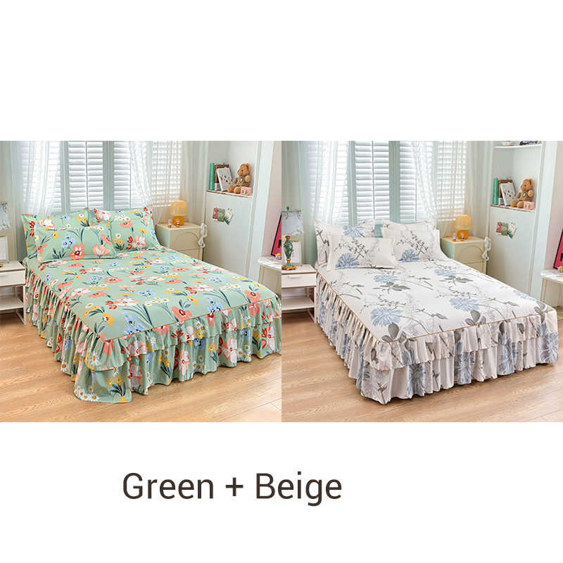 🔈🔈 OFFERTA LAMPO - SCONTO DEL 50% ⚡ Set di 3 Gonne da Letto con Volant 🛏️ – Stampa Floreale & Design a Doppio Strato!